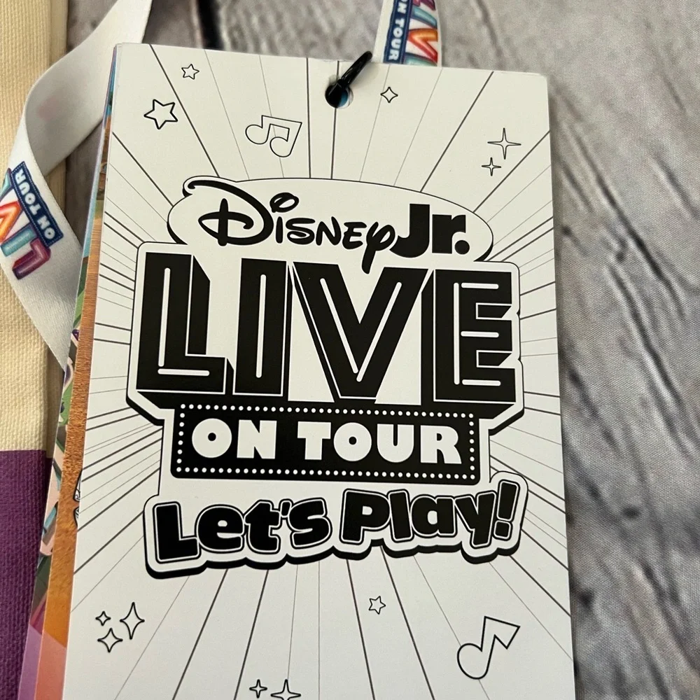 NWOT Disney Junior Live On Tour Kids Tote Bag and Lanyard Set -Yellow and Purple
